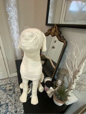Viral Martha Stewart Halloween Dog mummy statue in Cream. battery light up